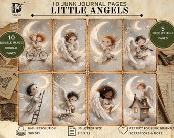 Angel Junk Journal Pages, Little Angels Celestial Printable, Digital Download