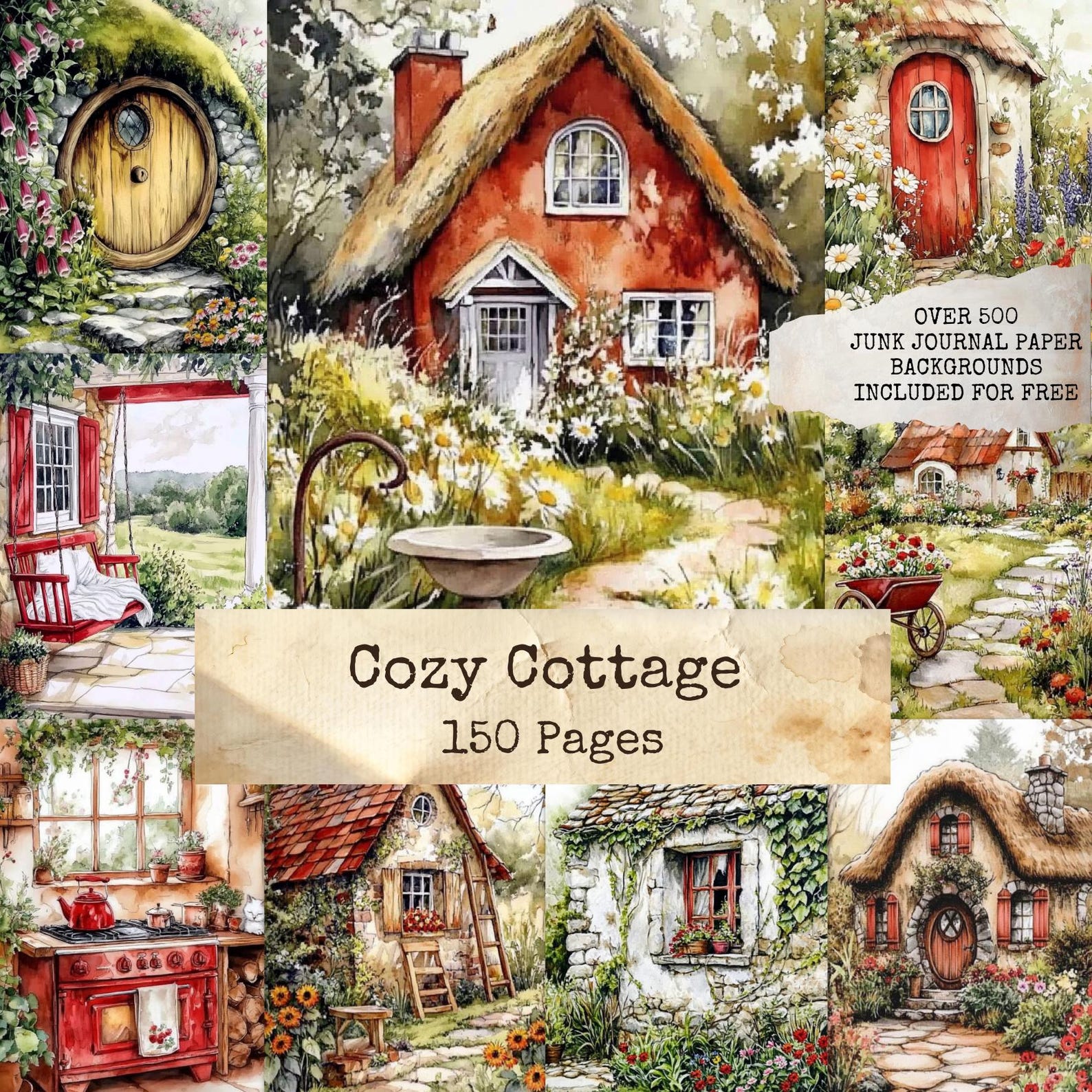 Cozy Cottage Junk Journal Pages, Quaint Cottagecore Aesthetic, Vintage ...