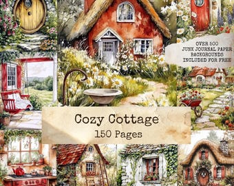 Cozy Cottage Junk Journal Pages, Quaint Cottagecore Aesthetic, Vintage Storybook Pintable's, Shabby Chic Ephemera, Rustic Scrapbook Kit