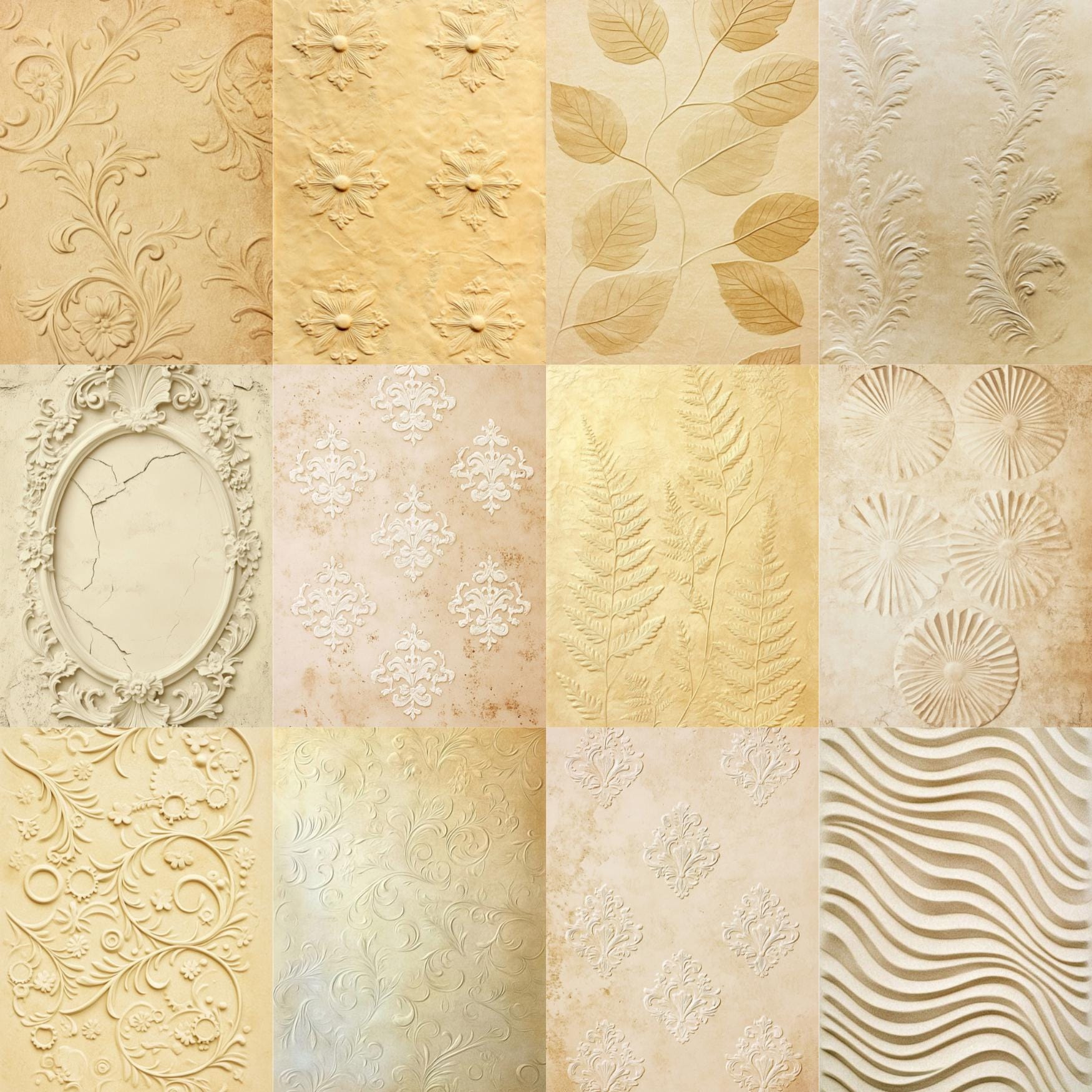 Neutral Embossed Junk Journal Pages, Papers, Vintage Filler Papers, Old ...
