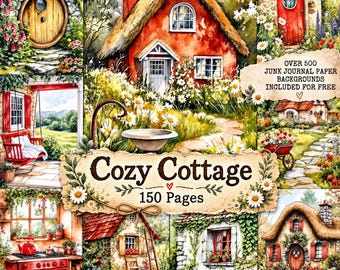 Cozy Cottage Junk Journal Pages, Quaint Cottagecore Aesthetic, Vintage Storybook Pintable's, Shabby Chic Ephemera, Rustic Scrapbook Kit