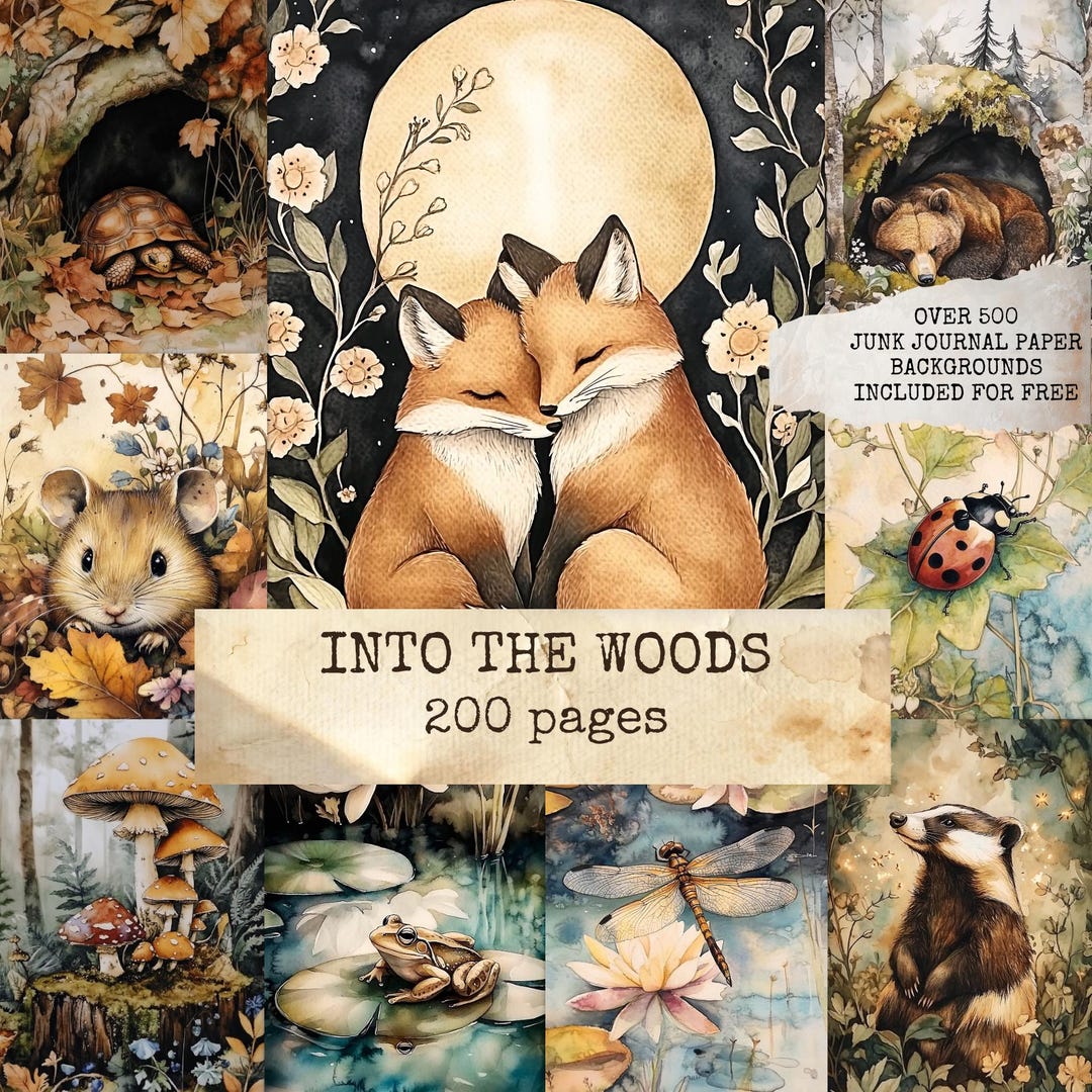 Woodland Animal Forest Junk Journal Pages, Woodland Journal, Animal ...