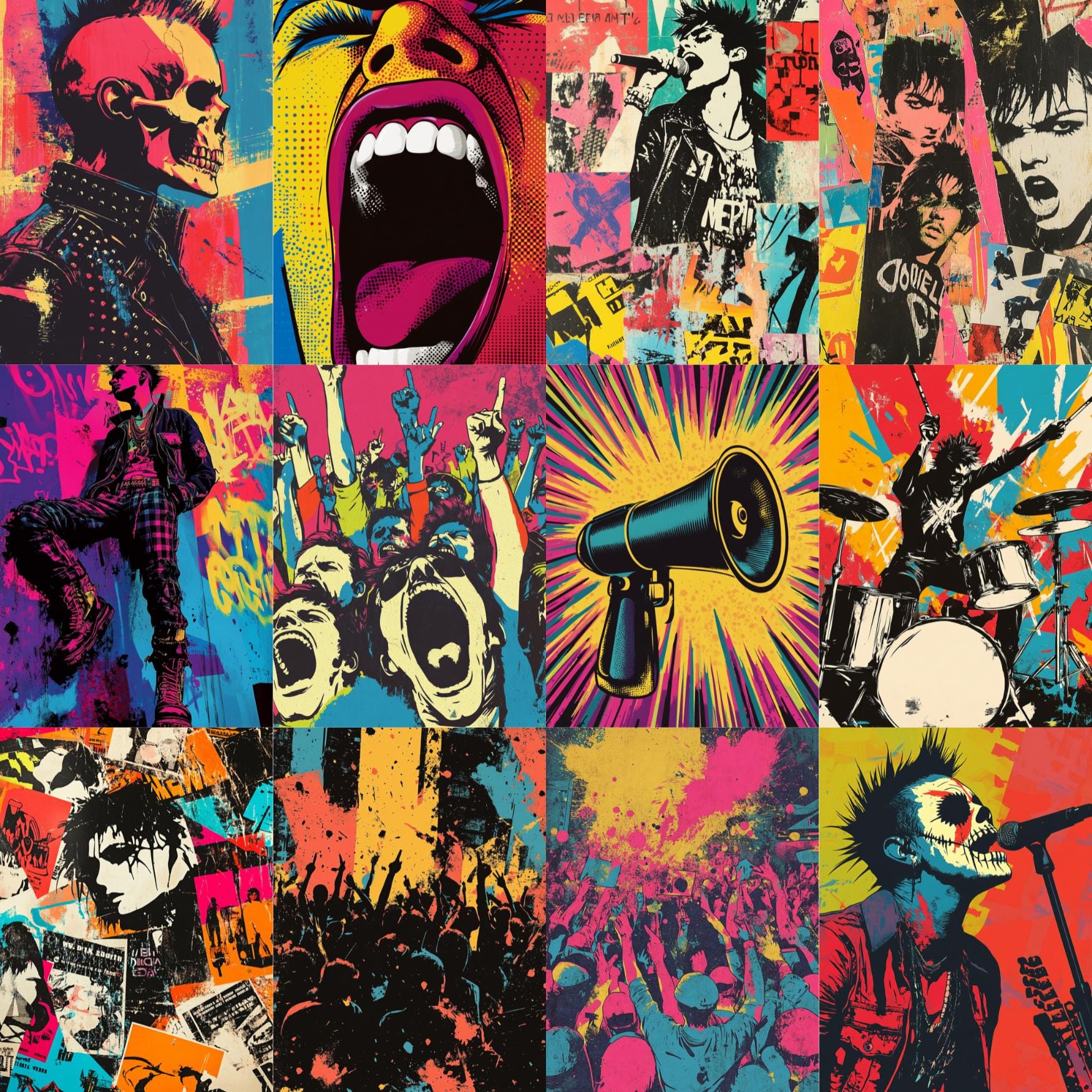 Punk Note Paper Punk Rock Junk Journal Pages, Rebel Collage Art, Zine Style Graphics ...