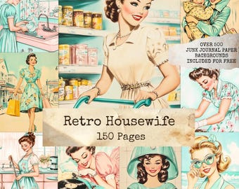 Retro Housewife Digital Images | Vintage 1950s Women Art for Junk Journal Pages, Vintage  Pages, Scrapbook Paper, Digital Download