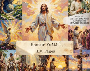 Easter Faith Junk Journal Pages, Christian Art, Religious Journal Pages, Easter Ephemera, Scrapbooking, Instant Printable Download