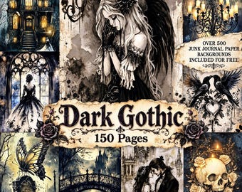 Dark Gothic Digital Art, Junk Journal kit, Victorian Gothic Printable Ephemera, Dark Fantasy Scrapbook, Decoupage Papers, Digital Download