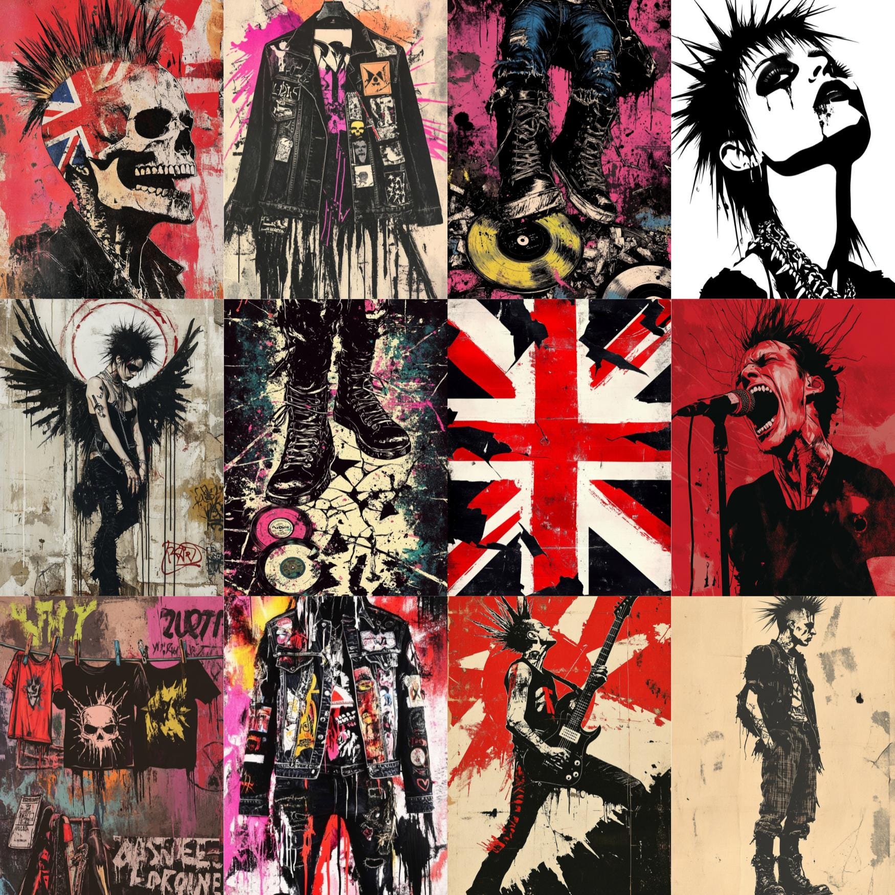 Punk Note Paper Punk Rock Junk Journal Pages, Rebel Collage Art, Zine Style Graphics ...