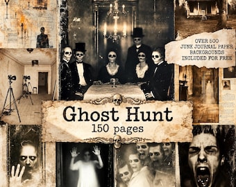 Ghost Hunt Junk Journal Pages, Haunted Spirit Photography, Gothic Junk Journal Pages, Séance Art, Occult Ephemera, Digital Scrapbook Paper