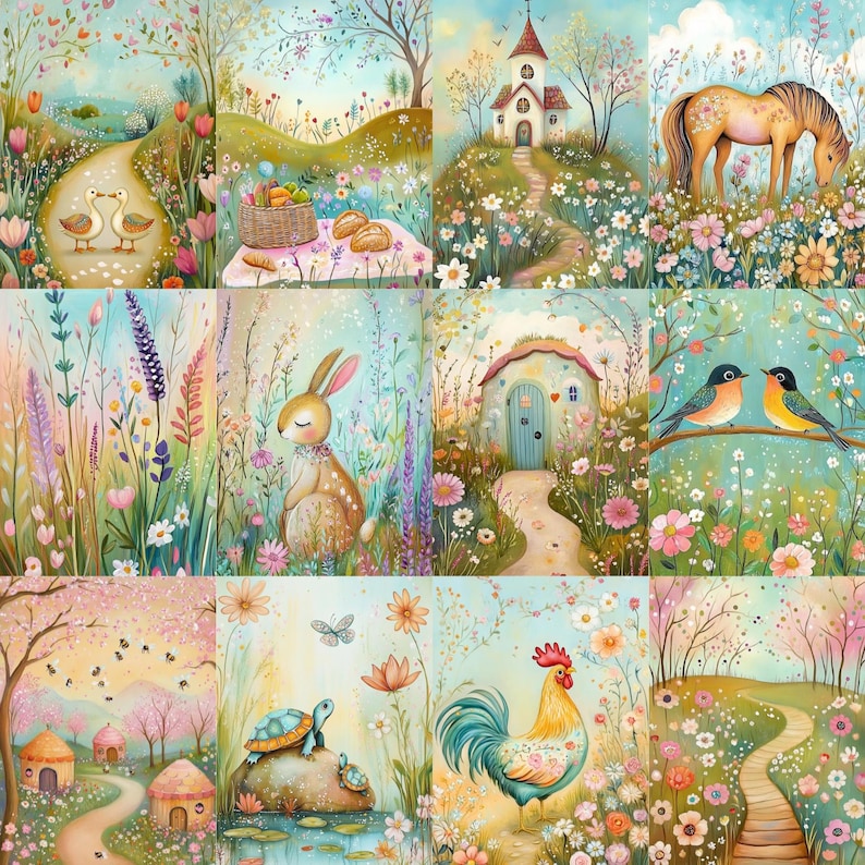 Whimsical Spring Junk Journal Pages, Cottagecore Spring Printable ...