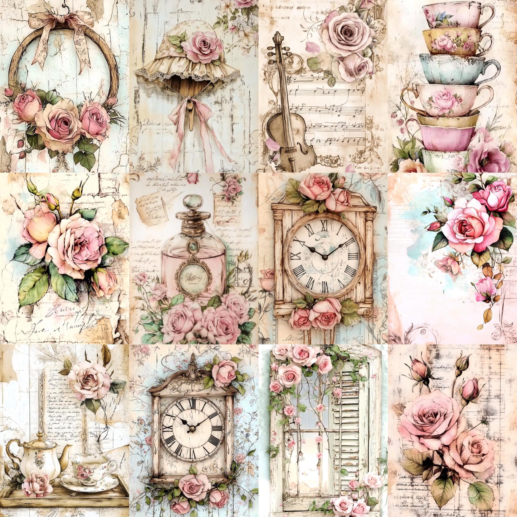 Shabby Chic Rose Junk Journal Pages Printable, Vintage Floral ...
