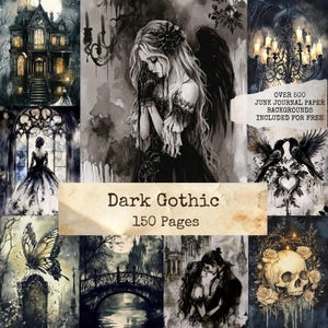 Peut inclure: Journal numérique Dark Gothic de 150 pages, avec des illustrations d'un manoir gothique, d'un ange, d'un papillon et d'un crâne. Plus de 500 arrière-plans de papier de journal sont inclus. La palette de couleurs est noire, blanche et grise.