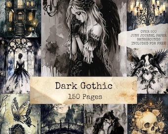 Dark Gothic Digital Art, Junk Journal kit, Victorian Gothic Printable Ephemera, Dark Fantasy Scrapbook, Decoupage Papers, Digital Download