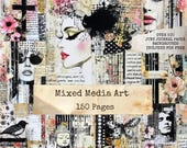 Mixed Media Art Junk Journal Pages, Collage Art, Layered Grunge, Digital Ephemera, Scrapbooking, Instant Download, Printable Pages 002