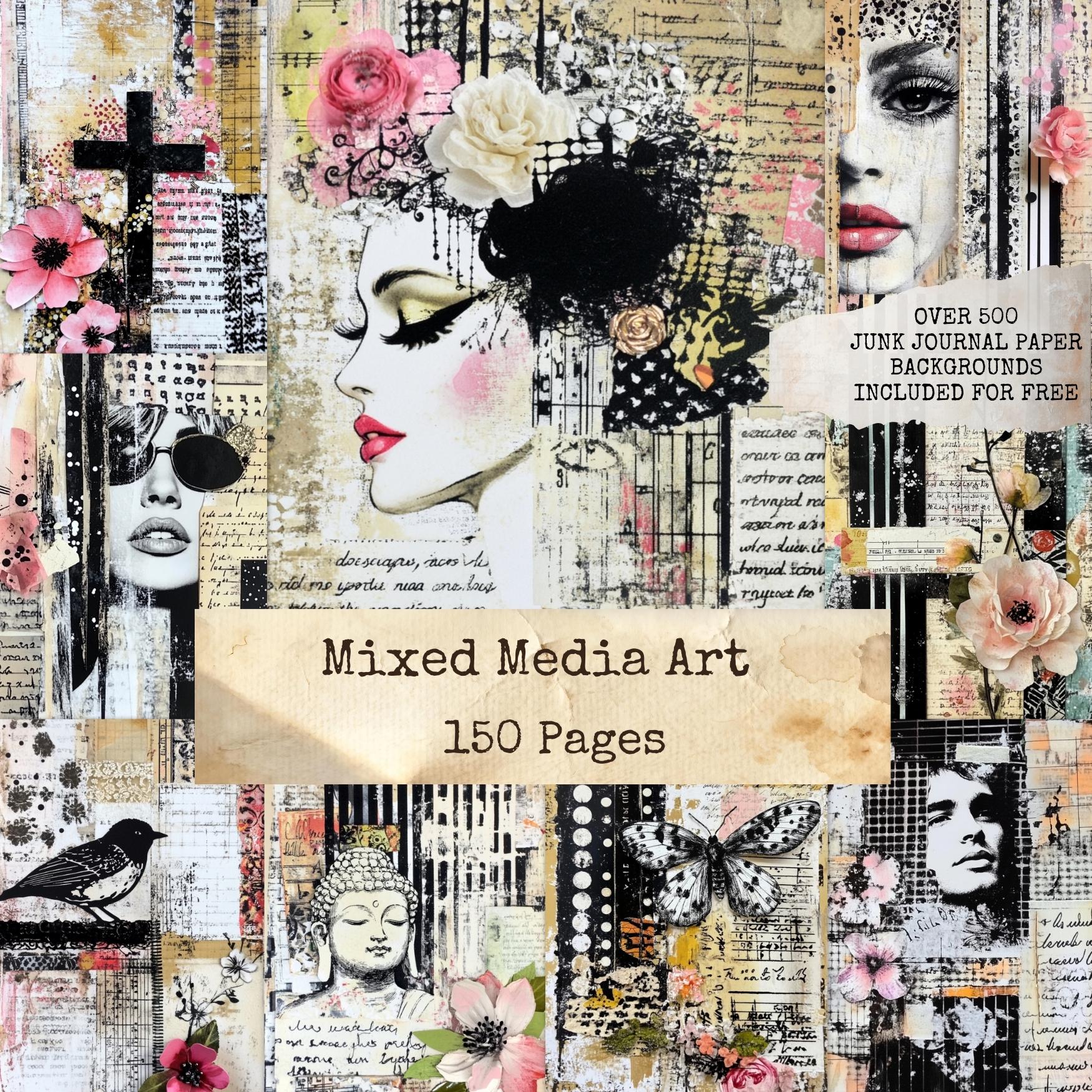Mixed Media Art Junk Journal Pages, Collage Art, Layered Grunge ...