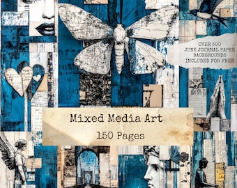 Mixed Media Art Junk Journal Pages, Collage Art, Layered Grunge, Digital Ephemera, Scrapbooking, Instant Download, Printable Pages