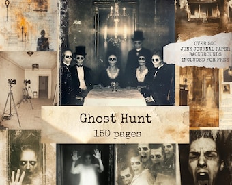 Ghost Hunt Junk Journal Pages, Haunted Spirit Photography, Gothic Junk Journal Pages, Séance Art, Occult Ephemera, Digital Scrapbook Paper