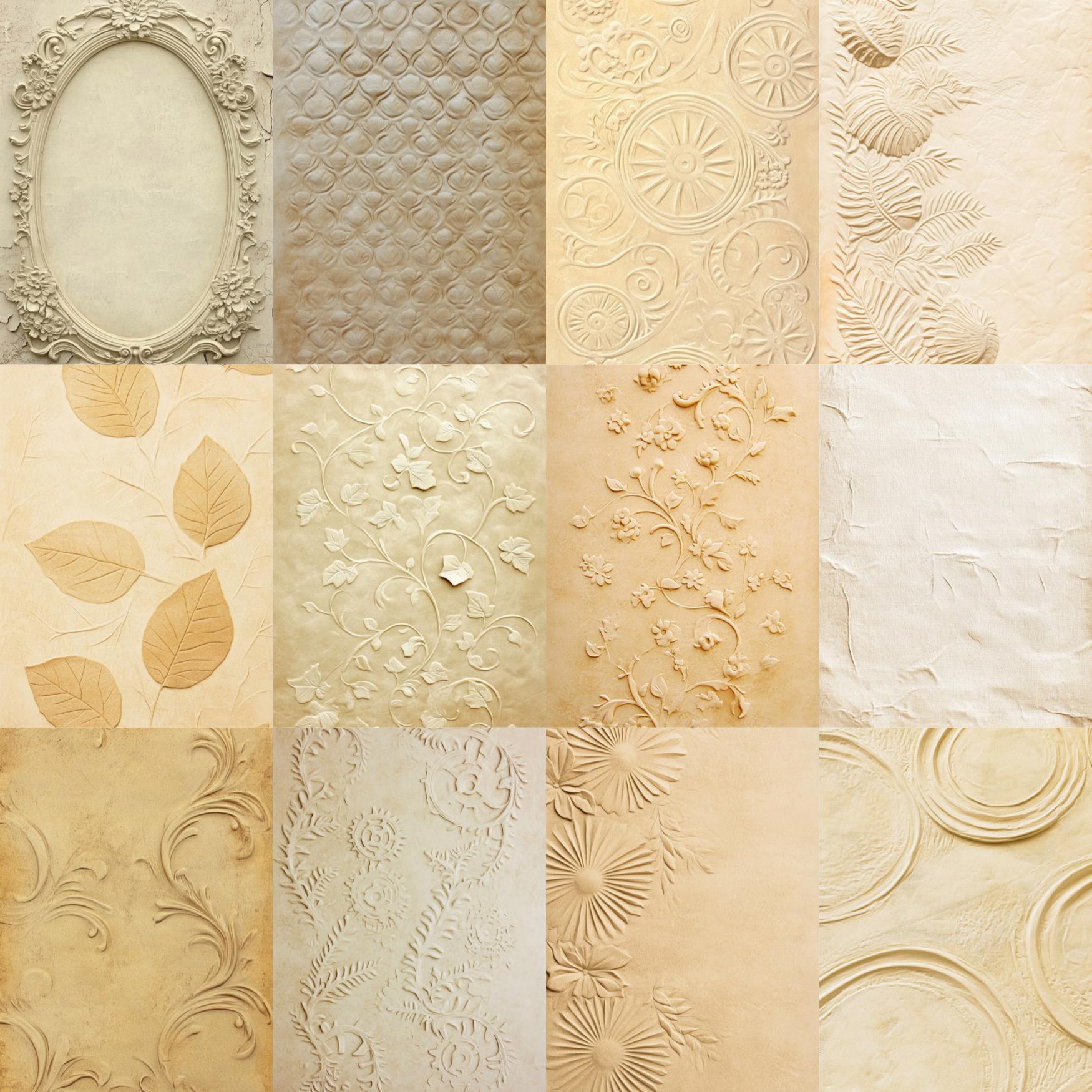 Neutral Embossed Junk Journal Pages, Papers, Vintage Filler Papers, Old ...