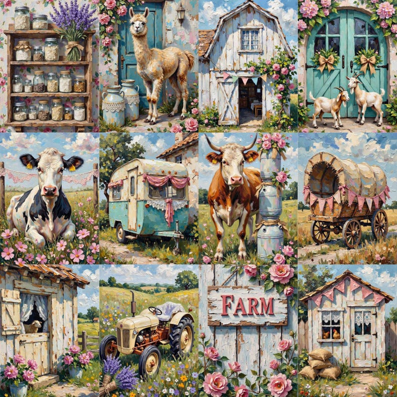 Shabby Chic Farm Junk Journal Pages, Floral Junk Journal Pages, Pastel, Bird, Rose Digital Papers, Printable Ephemera, Digital Download 002 image 9
