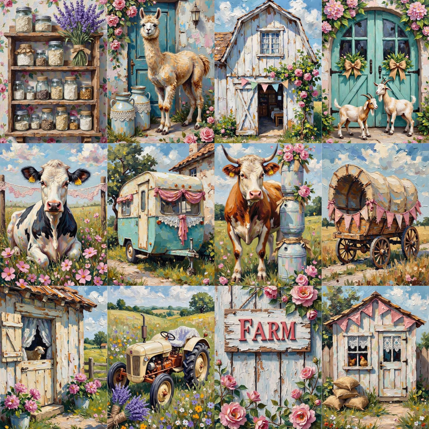 Shabby Chic Farm Junk Journal Pages, Floral Junk Journal Pages, Pastel ...