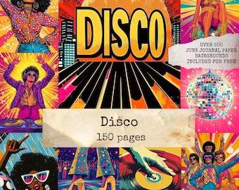 Disco Junk Journal, Groovy Retro, Disco Art, Tänzer, Disco Ball Ephemera, 70s Disco Digital Papers, Scrapbook Papier, sofort download