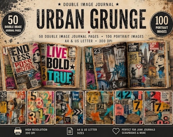 Urban Grunge Printable Kit, Graffiti Junk Journal Pages, Street Art Papers, Mixed Media Collage, Ephemera Pack, Digital Download, Decoupage