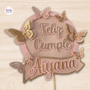 BUTTERFLIES Cake TOPPER. Decoration for butterflies cake. Butterflies golden, pink. Custom decoration for butterflies 3D cake, Personalized
