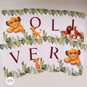 König der Löwen Geburtstagsbanner: 3D Geschichte, personalisierte Party Dekoration