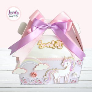 Personalized Unicorn Gable Box for Kids&#39; Birthday Parties | Unicorn Favor Box | Magical Unicorn Party Decorations
