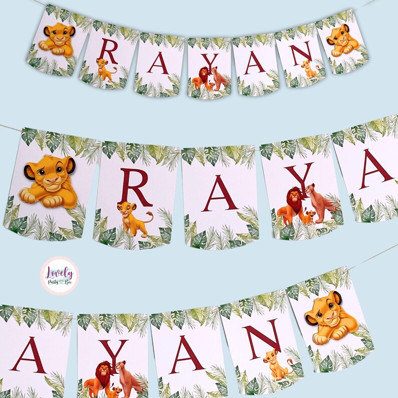 Lion King Birthday Banner – Personalised Any Name – Party Banner – Paper – UK Made