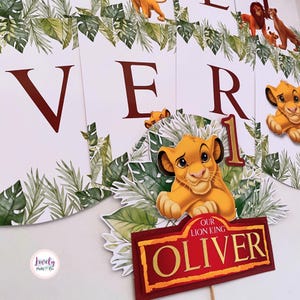 Lion King Birthday Decoration: Custom Banner & Cake Topper