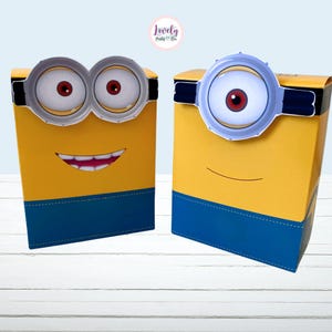Minion Party Favor Boxes – Personalized Birthday Treat Bags - Personalized Handmade Box