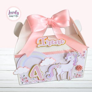 Personalized Unicorn Gable Box for Kids&#39; Birthday Parties | Unicorn Favor Box | Magical Unicorn Party Decorations