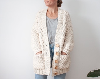 KNITTING PATTERN — Top down super bulky oversized cardigan / Fernwood Cardigan — PDF