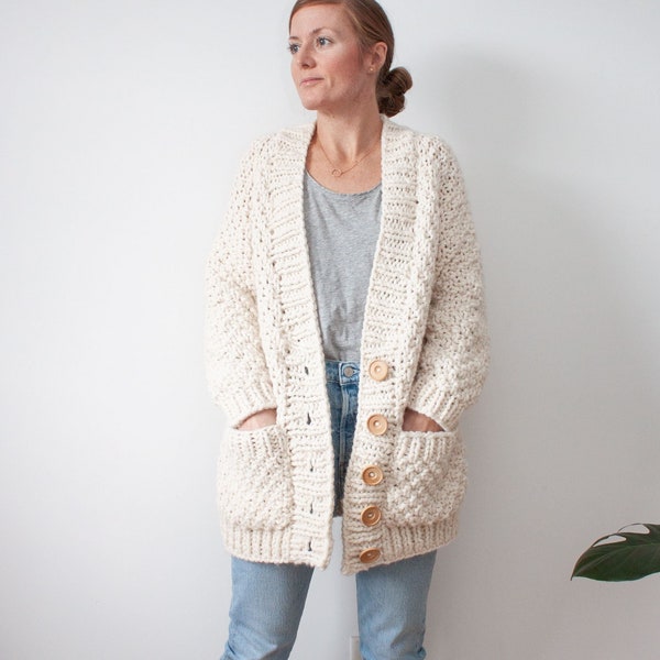 KNITTING PATTERN — Top down super bulky oversized cardigan / Fernwood Cardigan — PDF