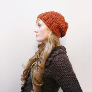 KNITTING PATTERN Easy fast seed stitch super bulky / Autumn hat PDF image 1