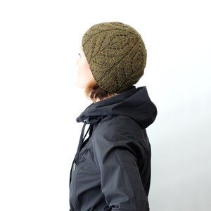 KNITTING PATTERN — Chunky leaf lace beanie toque / Betsy hat — PDF