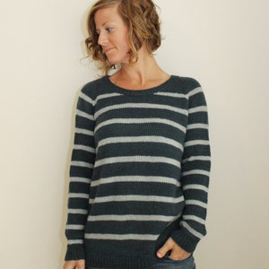 KNITTING PATTERN knit top down striped dk sweater / Clarke Pullover PDF image 2