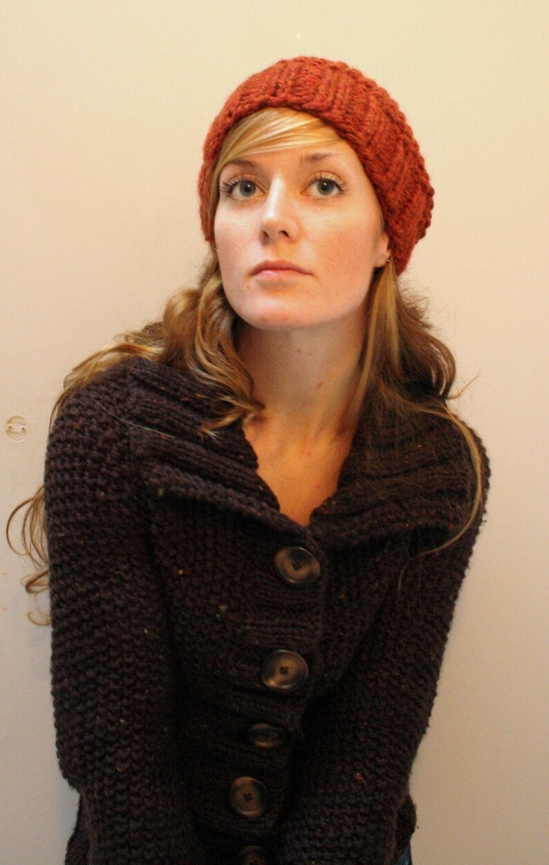 KNITTING PATTERN Easy fast seed stitch super bulky / Autumn hat PDF image 2