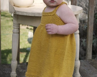 KNITTING PATTERN // Elsie Sundress // top-down cotton baby dress -- PDF