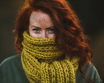 KNITTING PATTERN —  Super bulky slipped stitch rib scarf  / Entwine Scarf — PDF