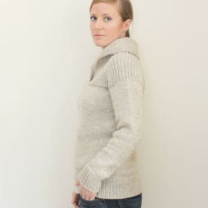 KNITTING PATTERN Top down shawl collared chunky raglan sweater / Fireside Pullover PDF image 2