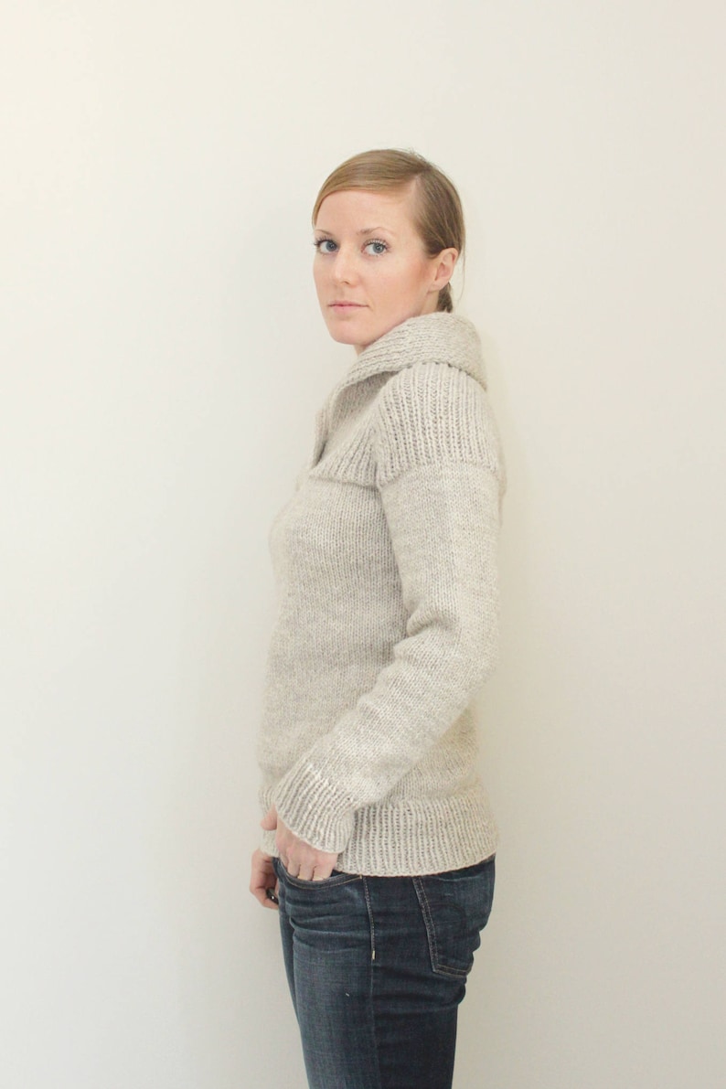 KNITTING PATTERN Top down shawl collared chunky raglan sweater / Fireside Pullover PDF image 2