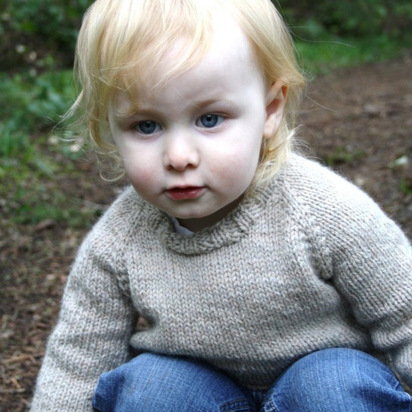 KNITTING PATTERN — Top down worsted sweater / Child's Classic Raglan Pullover — PDF