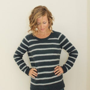 KNITTING PATTERN knit top down striped dk sweater / Clarke Pullover PDF image 5