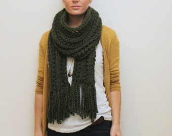 KNITTING PATTERN // Elliston Scarf // super bulky eyelet rib scarf PDF