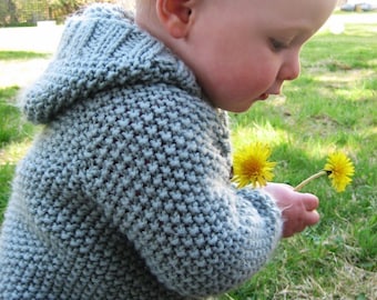 KNITTING PATTERN // Manda Ruth // top down seed stitch sweater hooded cardigan -- PDF