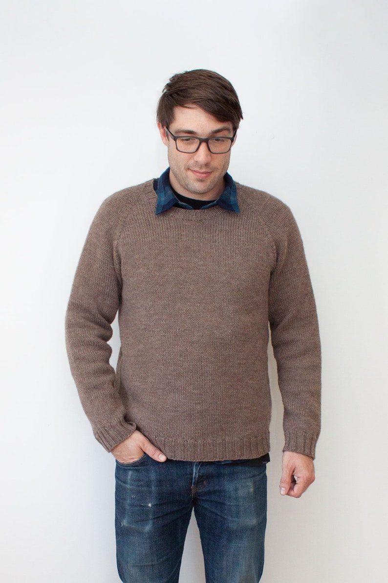 KNITTING PATTERN Top down worsted sweater / Men's Classic Raglan Pullover PDF image 2