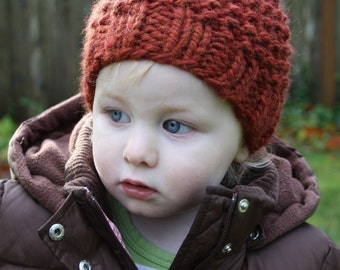 KNITTING PATTERN // Autumn Leftovers // super bulky seed stitch beanie hat -- PDF