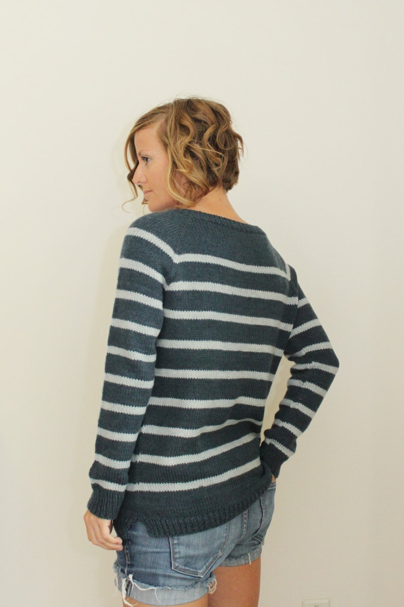 KNITTING PATTERN knit top down striped dk sweater / Clarke Pullover PDF image 3