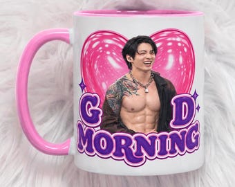 Tazza Buongiorno Jungkook LA D4 | Regalo per fan dei Bangtan | Tazza da caffè K-Pop | Simpatica tazza per gli amanti di Jungkook | Regalo divertente per la mattina | Ispirata agli Army